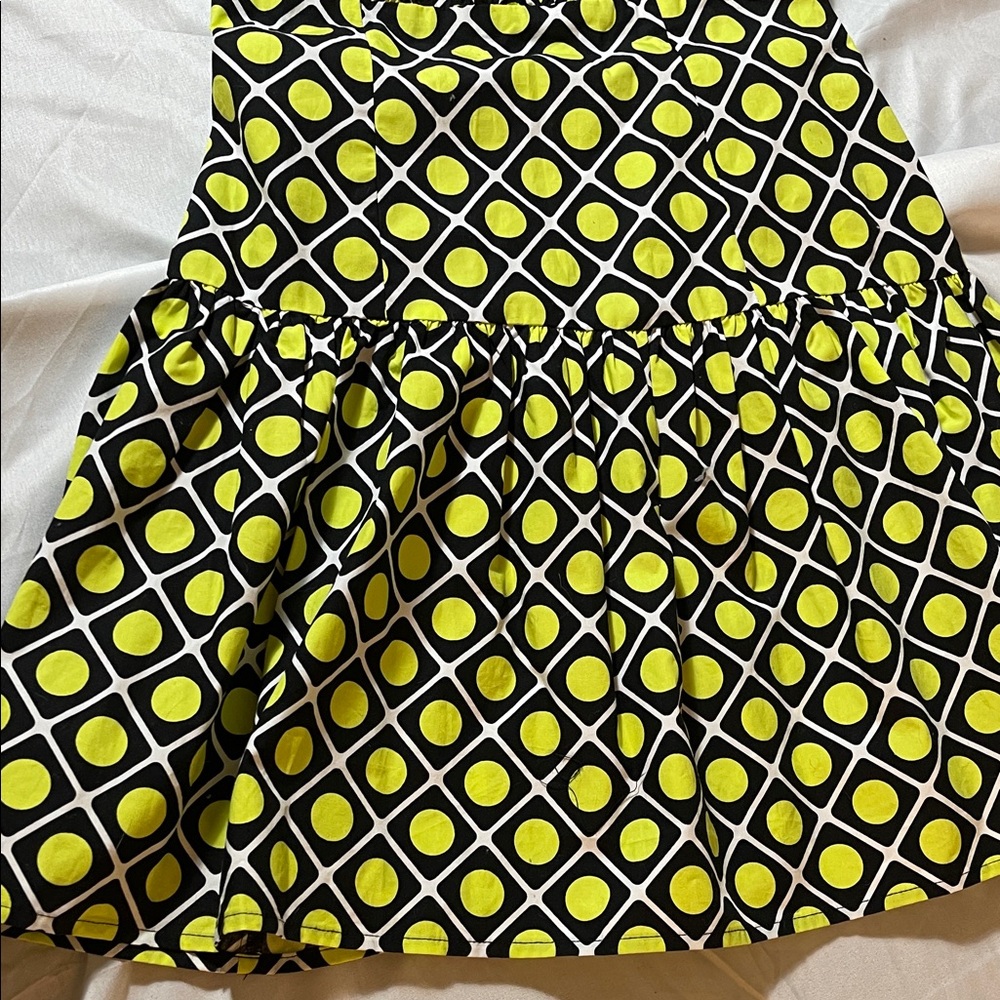 Guess Vibrant Lime and Black Patterned Long Sleeve Dress - Picture 7 of 12